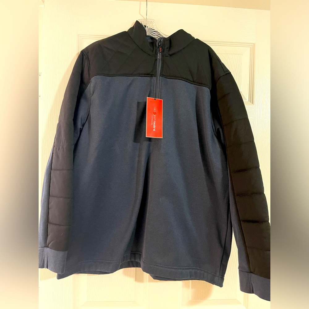 Men’s Short Par4 1/2 zip heather navy and black pullover . New with tags.